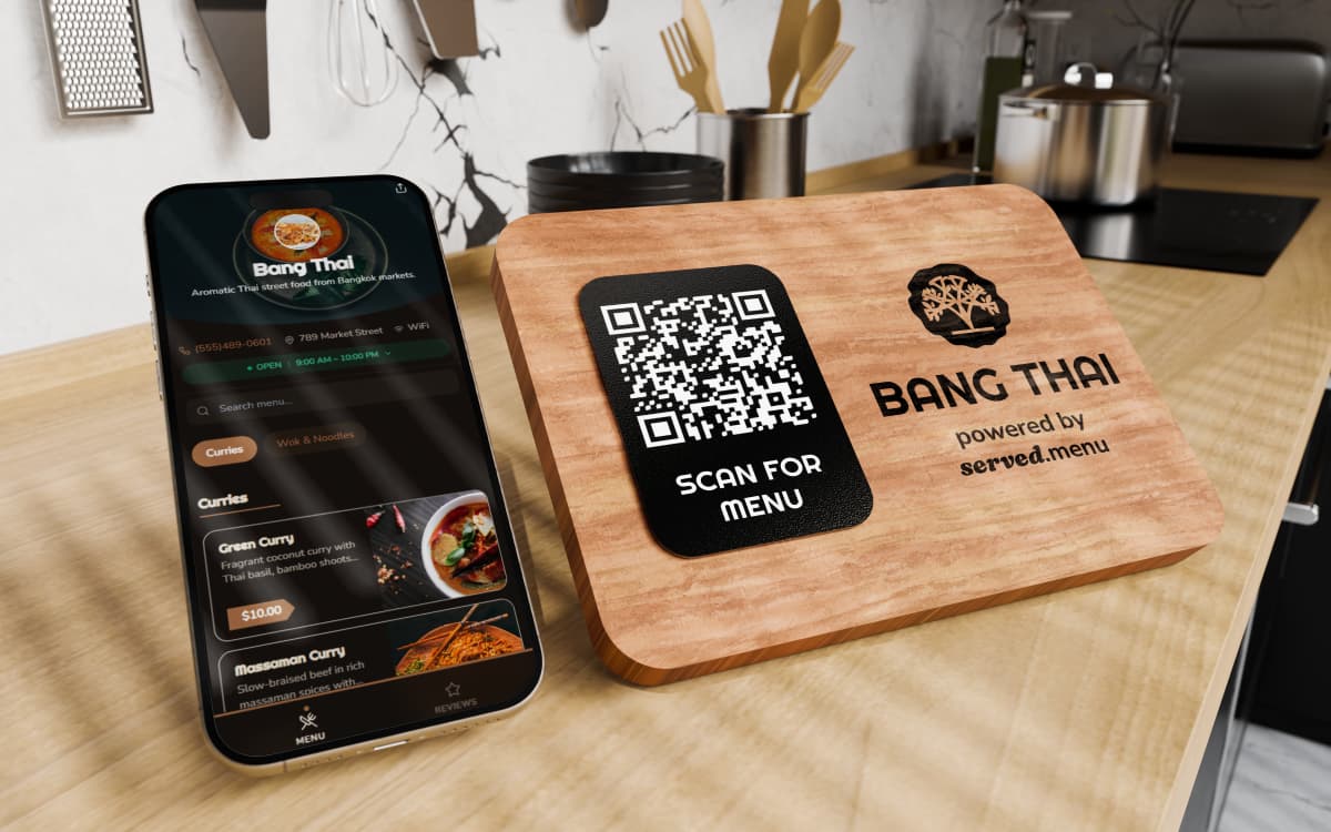 Menu with QR code displaying beautifully