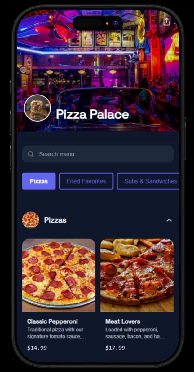 Pizza Palace digital menu