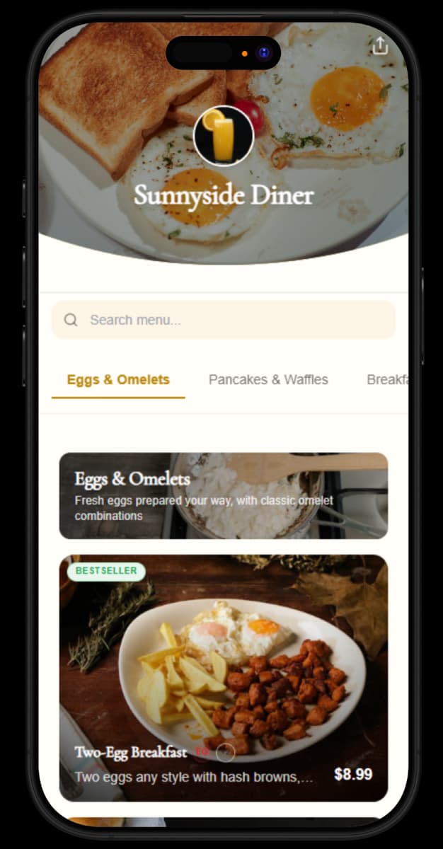 Sunnyside Diner digital menu